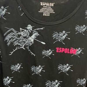Espolon Tequila Black Tank skeleton Riding Rooster made in Columbia sz XL